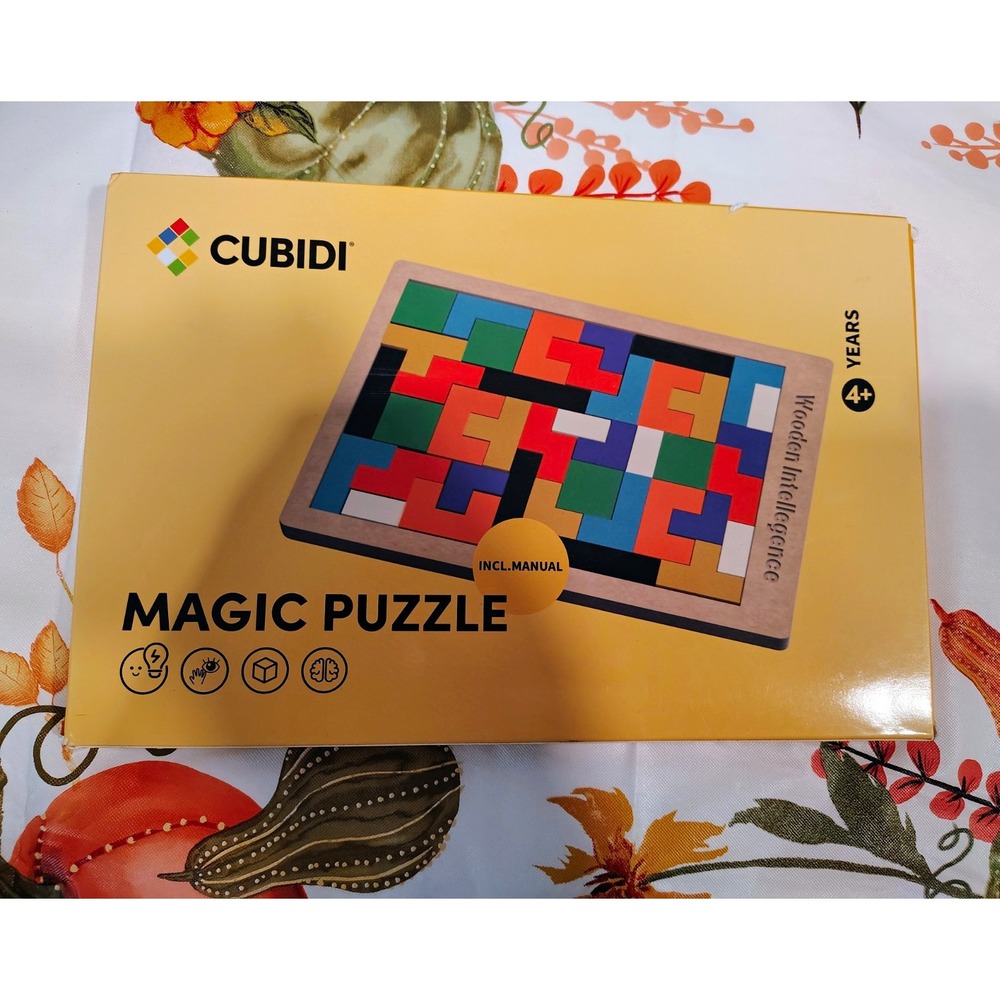 CUBIDI Magic Puzzle Wooden Intelligence Brain Teaser Tetris Game Kids Ages 4+
